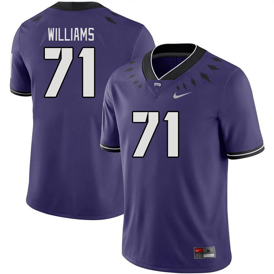 Men #71 Marcus Williams TCU Horned Frogs 2023 College Footbal Jerseys Stitched-Purple - Click Image to Close